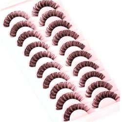 Yawamica Eyelashes Russian Strip Lashes Clear Band D Curl Fluffy Wispy Lashes Natural Cat Eye Lashes Look like Extensions by Yawamica