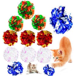 ItPlus Cat Crinkle Balls, 12PCS Kitten Mylar Crinkle Ball Toys 2.3Inch for Indoor Cats Colorful Cats Interactive Toy Lightweight for Indoor Cats Kittens to Kill Time and Keep Fit