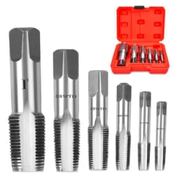 WMAZtool 6 Piece NPT Thread Forming Taps, Pipe Taps Set, High-Speed Steel Drill Bits for Cleaning or Re-Thread Damaged or Jam Pipe Threads, Size 1/8