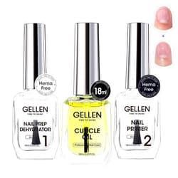 Gellen Nail Dehydrator and Primer and Cuticle Oil 18ML Hema-Free Acid-Free Nail Prep Dehydrator Primer Base Varnish Manicure Bonder Liquid for Gel Nail Polish Acrylic Salon Nail Essential Gift