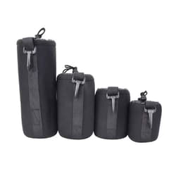 Tiiyee Lens Pouch Set, 4 Pack Water Resistant Protective Neoprene Cases Compatible Thick Camera Bag Portable Large Pouches with Swivel Clip Shock Absorption Function for Digital DSLR Storage Replacement
