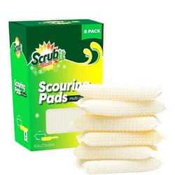 SCRUBIT Multi-Purpose Scouring Pad by Scrub-It - Non-Scratch Cleaning Dobie Pads for Pots, Pans, Dishes, Utensils & Non-Stick Cookware - Sponge Scrubbers Use for Kitchen, Bathroom & More (6)