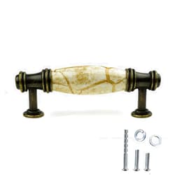 DIY Decor Hub DIY Décor Hub - Antique Brass Cabinet Pulls, 10-Pc Drawer Pull Set w/Rounded Ceramic Cabinet Handles, Handles for Cabinets and Drawers, Tray Handles, & More, Brown Marble Accent, 3 inches
