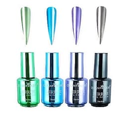 tkrady 4 Pcs 8ml Nail Art Polish Gorgeous Gel Nail Polish Semi-Mirror Chrome Mirror Effect Nail Lacquer Long Lasting Nail Polish Set