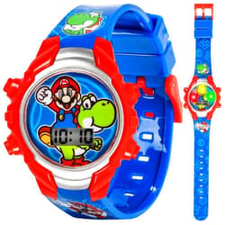 Accutime Super Mario Kids Digital Watch with Yoshi, LED Light Show, Soft Silicone Strap, Durable Kid-Friendly Design, Fun Time-Telling for Boys and Girls