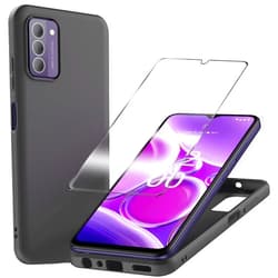 YJROP for Nokia G310 Case with Tempered Glass Screen Protector Slim Full-Body Silicone Bumpers Anti-Scratch Shockproof Protective Phone Case Cover for Nokia G310 5G(Black)