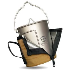Bestargot Camping Titanium Pot, 750ml Outdoor Cup with Insulation Cup Carrier, Titanium Camping Drinkware, 132g Lightweight and Large Capacity (750 titanium)