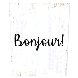 Tollyee Rustic Wood Sign Home Decor Bonjour Distressed Look Decorative Sign Vintage Wooden Sign with Quote Retro Wall Hanging Plaque Wall Decoration for Farmhouse Living Room Porch