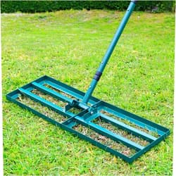 HIDALIFE Lawn Leveling Rake,Stainless Steel Lawn Leveler with 30”x10” Ground Plate, 78” Adjustable Long Handle, Level Lawn Tool for Grass, Golf Field, Level Soil or Dirt Ground Surfaces-Green