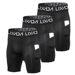 LIXADA Men's Compression Shorts Pants 3Packs, Performance Sports Baselayer Cool Dry Tights Active Workout Underwear
