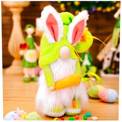 Cuiforest Easter Decor Gnome Plush Green Spring Figure Ornament Easter Decoration Hug Egg Bunny Rabbit Plush