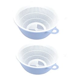 EIKS 2 Pack Plastic Kitchen Colander Basket with Strainer Bowl for Washing Draining Vegetables Fruit Grains Salad Cooing Preparation