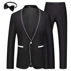 MAGE MALE Mens 2 Pieces Tuxedo Shawl Lapel Slim Fit One Button Color Clashing Design Suit Wedding Blazer Jacket and Pants Set