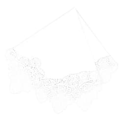 Milesky White Wedding Handkerchief Pure Cotton, Soft Ladies Hanky with Crochet Lace