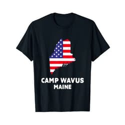 4th of July American Flag Camp Wavus, ME Distressed Patriotic USA Flag Camp Wavus, Maine T-Shirt