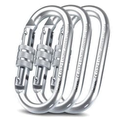 XTEK CLIMBING Carabiner Clip – UIAA Certified 25 kN 5620 LB, Large Heavy Duty Carabiners for Climbing: Oval-Shape, Screw Locking Steel Caribeener Clips, Hammocks, Hiking, Camping – Durable & Tested