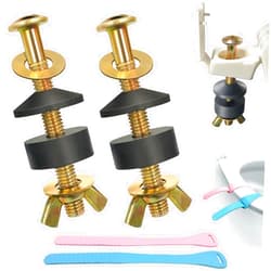 POQOD Toilet Seat Screws Replacement Kit, Toilet Seat Bolts Replacement Kit, Metal Toilet Seat Fastener with Toilet Seat Lifter Tab, Toilet Hardware Replacement for Top Mount Toilet Seat Hinges (2 Pack)