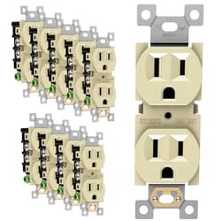 ENERLITES Duplex Receptacle Outlet, Residential Grade Electrical Wall Outlets, 15A 125V, Self-Grounding, 3-Wire, 2-Pole, UL Listed, 61580-I-10PCS, Ivory (10 Pack)