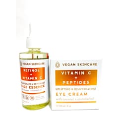 Generic Bundle of Vegan SkinCare Retinol + Vitamin C Face Oil & Vitamin C + Peptides Uplifting Eye Cream, 2 items total. No Box