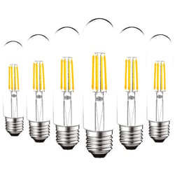 LUXRITE 6 Pack T10 LED Bulb, 5W=60W Equivalent, 3000K Soft White, Vintage Edison Filament Bulb, 500 Lumens, Tubular Light Bulb, Damp Rated, UL Listed, E26 Standard Base