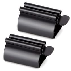 LOVEINUSA 2PCS Toothpaste Squeezers, Black Toothpaste Tube Squeezer Metal Toothpaste Dispenser Stainless Steel Toothpaste Squeezer Tube Roller Toothpaste Holder