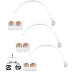 RFAdapter Telephone Splitter, 3 Pack RJ11 Male to Female Two Way Phone Line Splitter Converter Cable