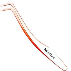 Miuffue False Eyelash Applicator DIY Lash Applicator Tool Stainless Steel Curved Eyelash Tweezers for Strip Lashes, Rose Gold