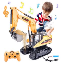 FUUY Excavator Toys for Boys 3-5 Year Old, RC Construction Toys for 3 Year Old Boys 12-Channel & 680°Rotating Remote Control Excavator for Kids Age 4-7 Sand Outdoor Toys Educational Birthday Gifts