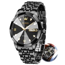 OLEVS Watch for Men Automatic Classic Mechanical Watch Diamond Mirror Stainless Steel Dress Casual Waterproof Day/Date Calendar