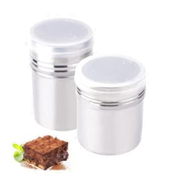 Libara Flour Duster Set - Libara, Stainless Steel Versatile Dredge Shaker Sifter, Mesh Powder Shaker Duster with Lid, Fancy Coffee Powder Spice Bottle - 2 PCS