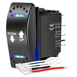 Nilight Down Up Polarity Reverse Switch DPDT 20A 7PIN Momentary Rocker Switch ON Off ON Switch 12V 24V Toggle Switch Jumper Wires for Control Motor for Hoist, Crane, Linear Actuator