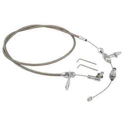 JEGS Transmission Kickdown Cable Kit | For Chrysler/Mopar TorqueFlight A727 Transmissions | Braided Stainless Steel Cable Jacket | Includes Aluminum Fittings And Polished Ferrule