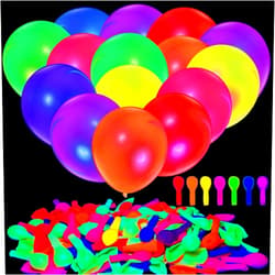 BSRESIN 100 Pcs Neon Balloons, 12”UV Colorful Blacklight Reactive Fluorescent Balloons Glow in the Dark Luminous Helium Latex Balloon for Birthday, Wedding, Neon Party, Glow Party Decorations Supplies