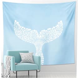 Generic Whale Tail Ocean Blue Tapestry, Nautical Marine Decor Wall Hanging, Underwater Aesthetic for Bedroom, Living Room, Beach House, Home Accessories 40x60 Inch