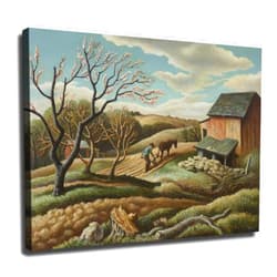 NGANOH The Farming of Thomas Hart Benton Poster Canvas Print Painting Picture Wall Art Bedroom Living Room Decor (frame,24x32 inch)