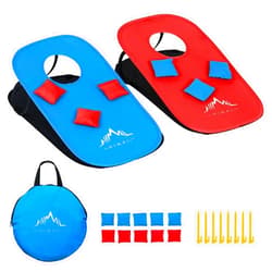 Himal Collapsible Portable Cornhole Game Boards 10 Bean Bags Cornhole Set Tic Tac Toe Game 2 Games on 1 Board (2 x 1-feet)