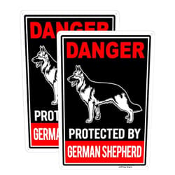 Joffreg Protected by German Shepherd Sign,Beware of Dog Sign,14 x 10 Inches,Reflective Aluminum,2 Pack