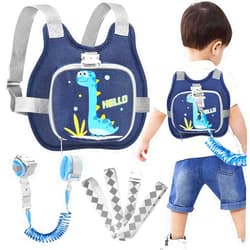Accmor Toddler Harness Leash+ Reflective Anti Lost Wrist Link, Cute Dinosaur Kids Harness with Leash, Collapsible Child Harness Baby Leash Walking Wristband Protector Belt for Boys Girls Outdoor