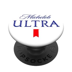 Michelob Ultra White Logo PopSockets Stand for Smartphones & Tablets PopSockets PopGrip: Swappable Grip for Phones & Tablets PopSockets Adhesive PopGrip