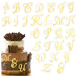 JYNice 1 Set A-Z Letters Happy Birthday Cake Topper Gold Acrylic Wedding Party Cupcake Toppers for Kids Birthday Party Cake Decorations DIY Gold Mirror 26 Letters Baby Shower