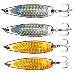 Fish WOW! 4pcs 3oz 6inch Fishing Spoon with a Treble Hook Gold & Silver - Fish Wow!…