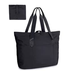 BAGSMART Tote Bag for Women, BAGSMART Foldable Tote Bag With Zipper Large Shoulder Bag Top Handle Handbag for Travel, Work, School Black