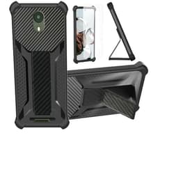 Aroepurt Case for Wiko Ride U300 Phone Case Stand Cover [with Tempered Glass Screen Protector] Hybrid Case [Folding Support Magnetic] [Frosted Anti-Fingerprint] Black