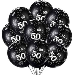 Gejoy 36 Pcs 12 Inch 50th Birthday Balloons Black 50 Years Old Party Decorations Latex Balloons for Men Women 50 Anniversary Party Decoration Supplies