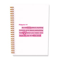 BAYOGITA Pink Bible Verse Notebook - Pink Christian Journal, Preppy Christian Spiral Notebooks, Pink Prayer Bible School Supplies Notebooks, Preppy Christian Gifts, Coworker Gifts, 5.5x8.3 Inches