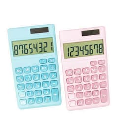 YAMHOHO Basic Standard Calculators Small Digital Desktop Calculator with 8-Digit LCD Display, Battery Solar Power Smart Calculator Pocket Size for Kids for Home School (Pink Blue 2pcs)