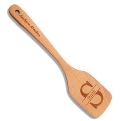 Asakora Personalized Wooden Spatula for Cooking, Custom 12-Inch Beech Wood Utensil with Engraved Initials & Name, Long Handled Flat Wok Spatula for Wife, Husband, Dad, or Mom - Birthday, Housewarming Gift