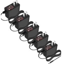 PLUSPOE UL Listed 12V1A Power Supply Adapter, AC100-240V to 12V DC Low Voltage Transformer, Power Cord for 12volt 400mA 500mA 800mA 1000mA LED Strip Light, Speaker, Router and Camera,5.5x2.1mm Tip, 5Pack