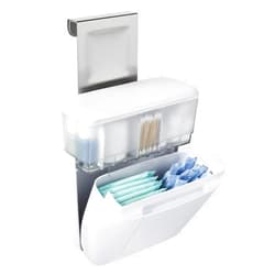 YouCopia DoorStash Toiletry Organizer, Hanging Bathroom Cabinet Door Organizer with 3 Adjustable Compartments and Covered Lid for Accessory Organization