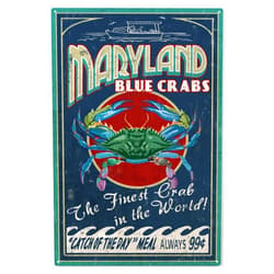 Lantern Press 10x15 Inch Wood Sign, Ready to Hang Wall Decor, Maryland, Blue Crabs Vintage Sign